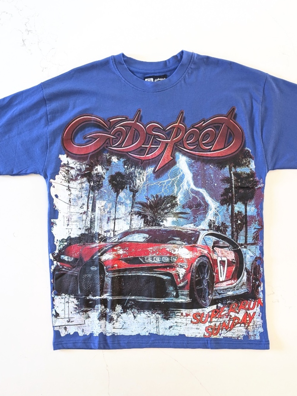 Godspeed NYC Gatti Miami Superrun T-Shirt Royal Blue XL Bugatti Graphic NWT